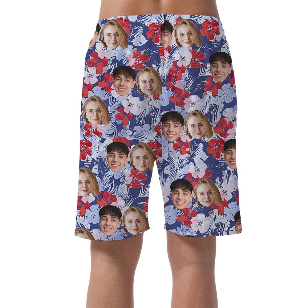 Multiple Faces On Custom Men's Hawaiian Shorts