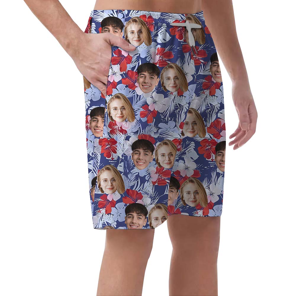 Multiple Faces On Custom Men's Hawaiian Shorts