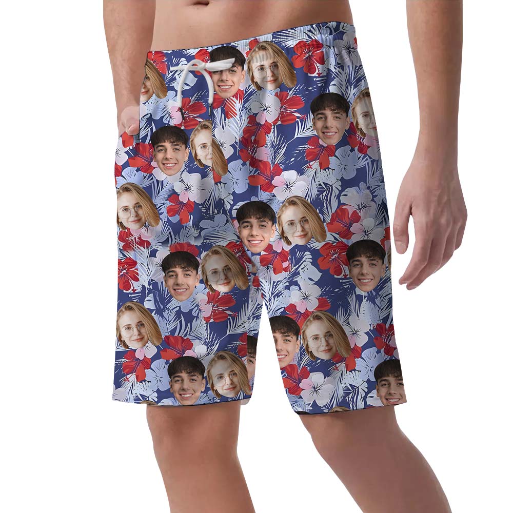 Multiple Faces On Custom Men's Hawaiian Shorts