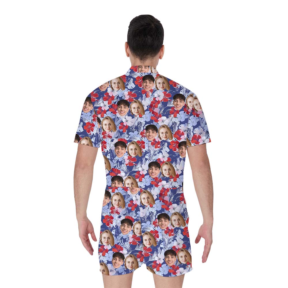 Personalized Photo Hawaiian Romper With Floral Print