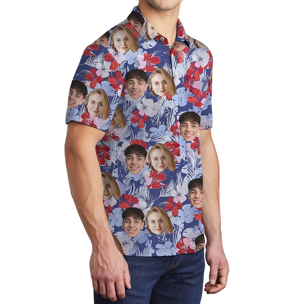 Men's Custom Multi Faces Polo Shirt With Floral Print
