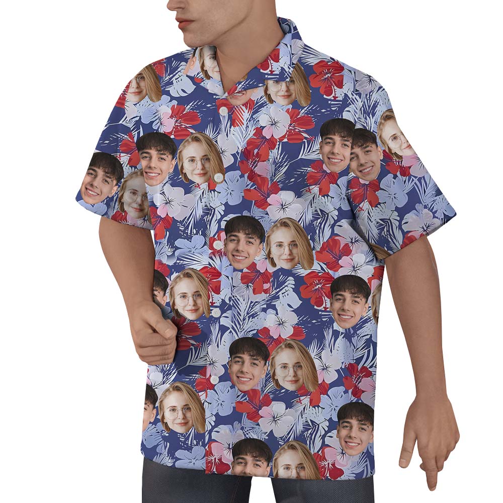 Custom Face Short Sleeve Hawaiian Shirt For Men