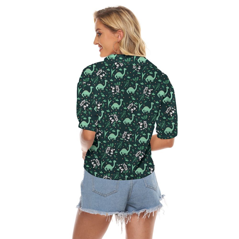 Mickey 1928 Edition Dinosaur Hawaiian Women Cropped Shirt