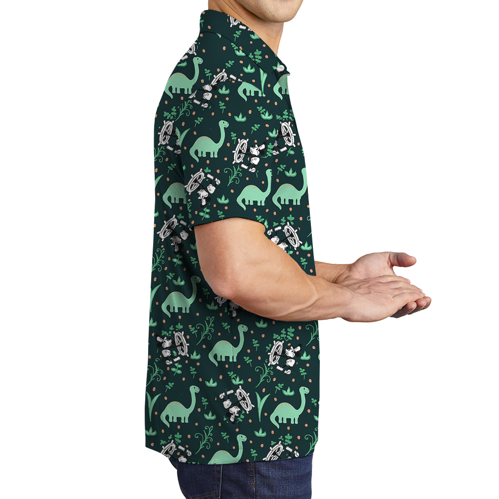 Mickey 1928 Edition Dinosaur Hawaiian Men Polo Shirt