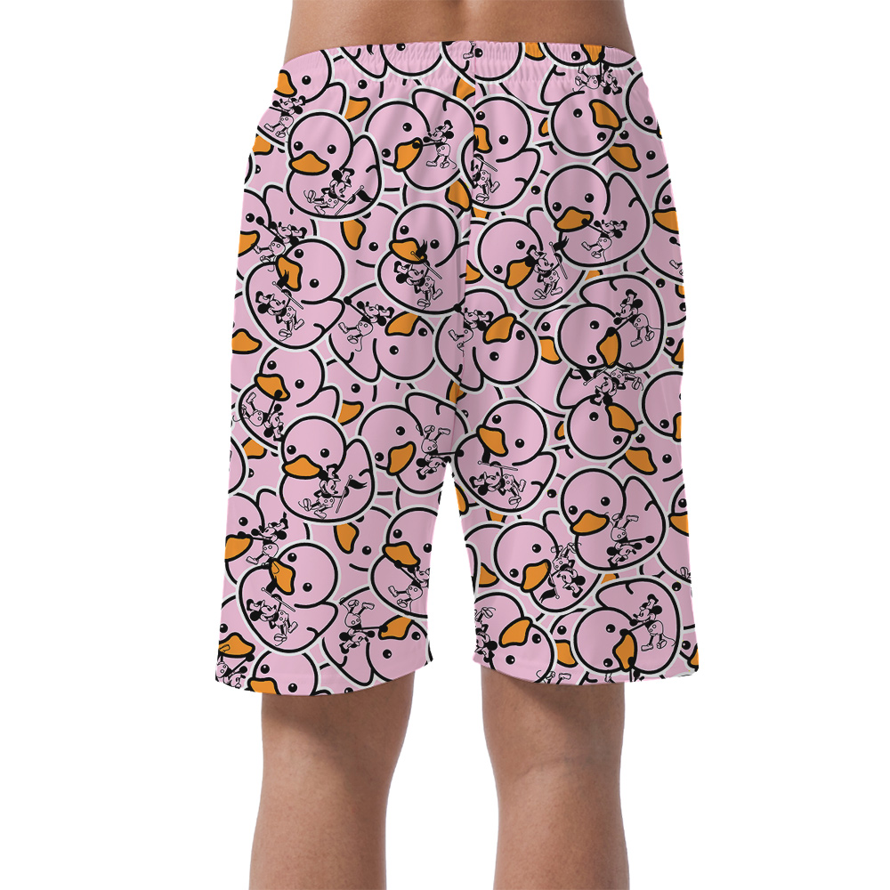 Mickey Steamboat Willie Pink Rubber Duck Hawaiian Men Short