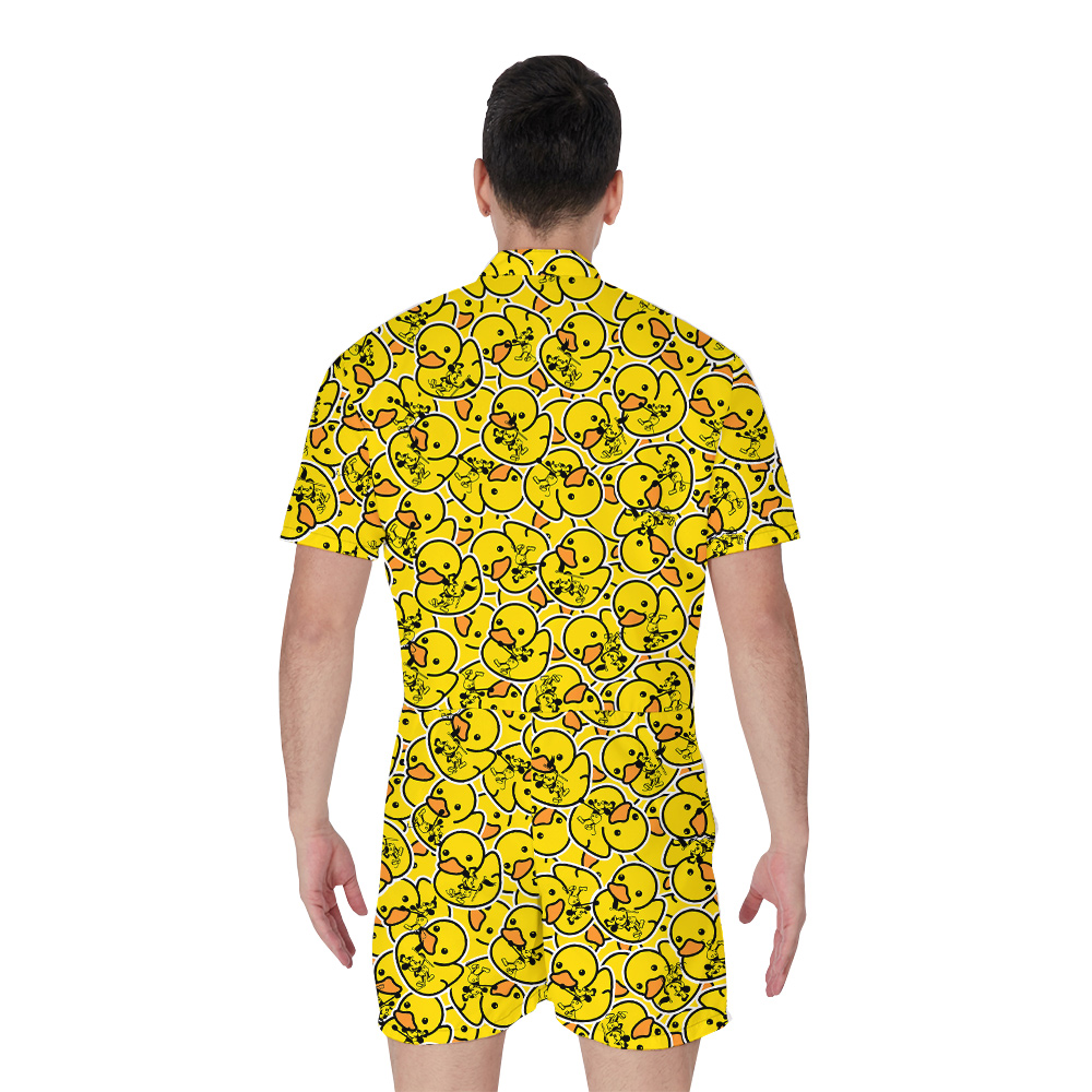 Mickey Mouse 1928 with Yellow Rubber Duck Hawaiian Men Romper