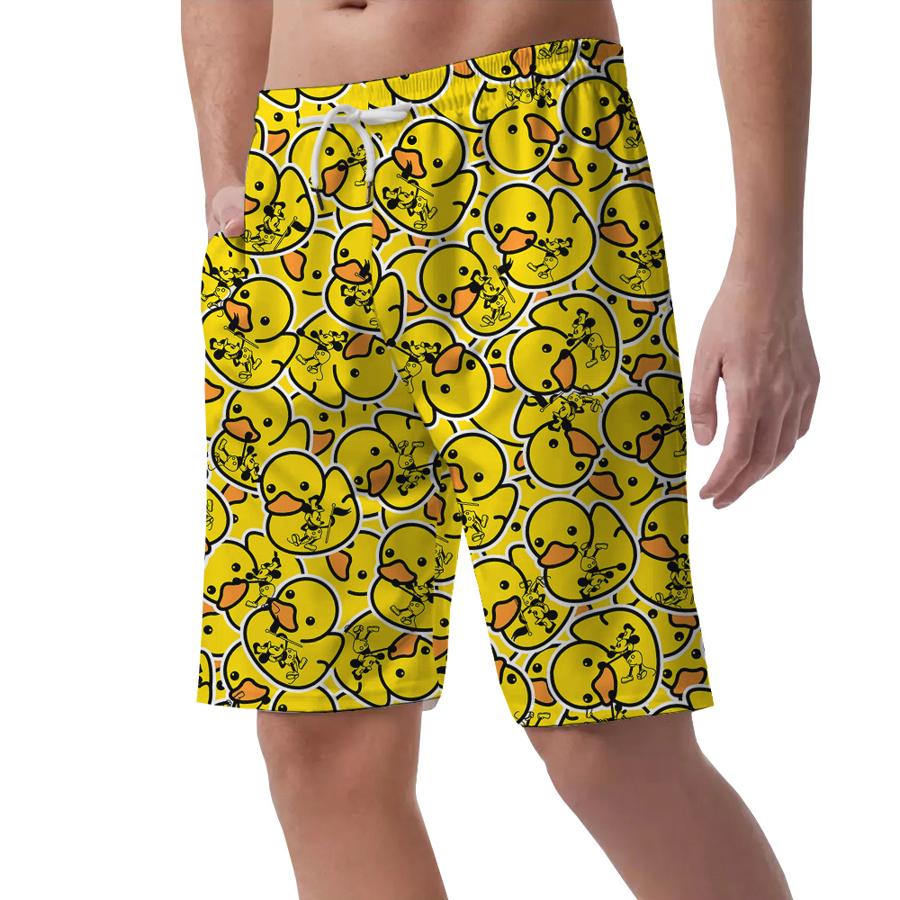 Mickey Mouse 1928 with Yellow Rubber Duck Hawaiian Men Short