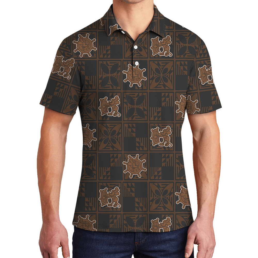 Vintage Brown Mickey Mouse 1928 Version Hawaiian Men Polo Shirt - variant image 1