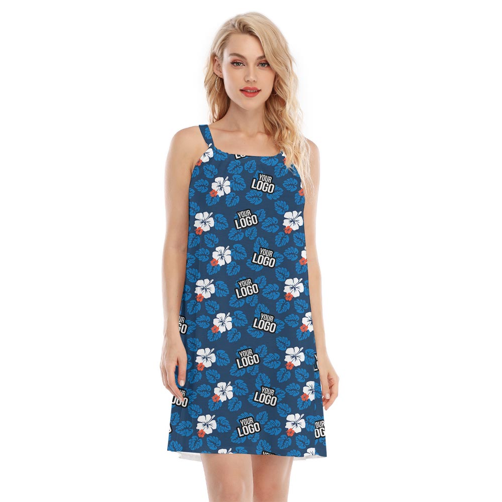 Custom Lovely Hibiscus Hawaiian Dress Navy For Women - variant image 1