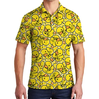 Mickey Mouse 1928 with Yellow Rubber Duck Hawaiian Men Polo Shirt