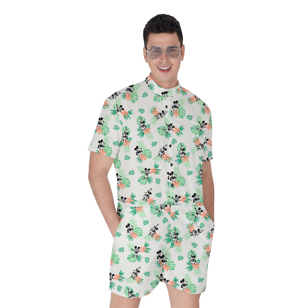 Simple Green Mickey Steamboat Willie 1928 Hawaiian Men Romper - variant image 1
