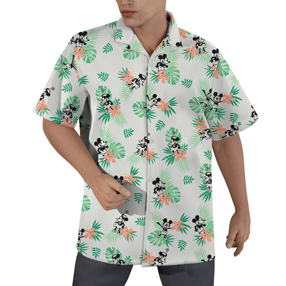 Simple Green Mickey Steamboat Willie 1928 Hawaiian Shirt for Men - variant image 1