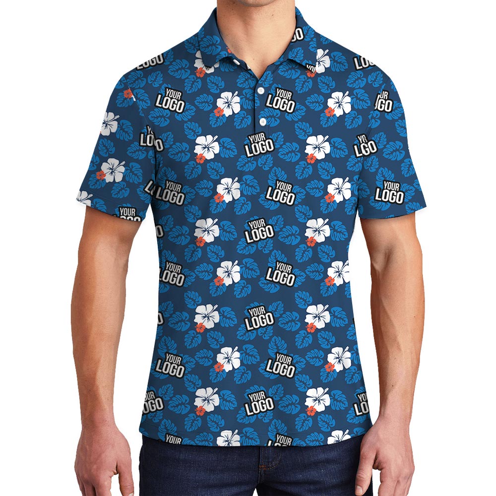 Men's Polo Golf Shirt Custom Logo With Hibiscus - variant image 1