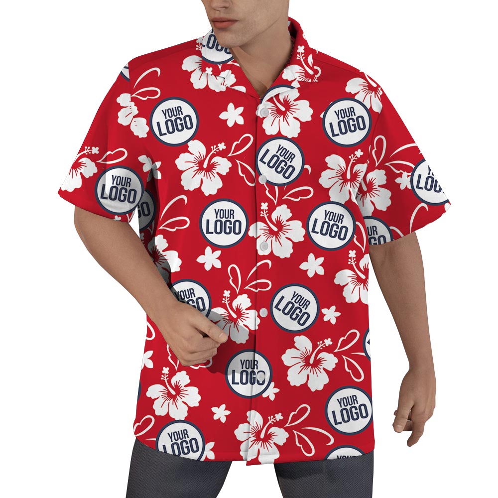 Hibiscus Red Custom Hawaiian Shirts With Company Logo - variant image 1