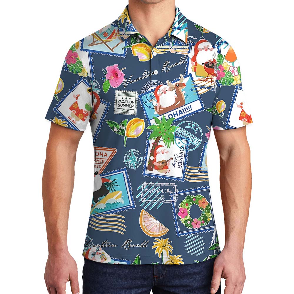 Vacation Summer With Hawaiian Navy Men's Polo - variant image 1