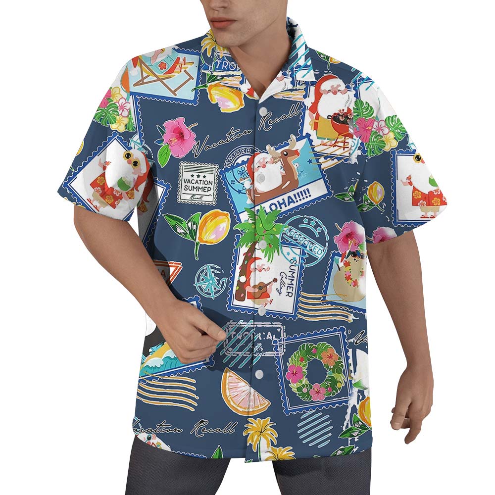 Navy Summer Vibes In Hawaiian Shirt For Men - variant image 1