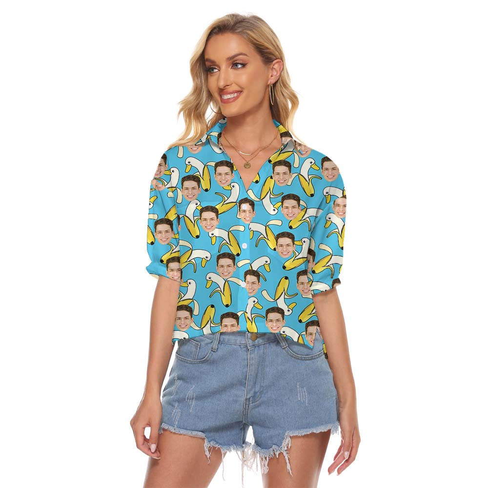 Funny Custom Face Banana Women's Crop Top - variant image 1