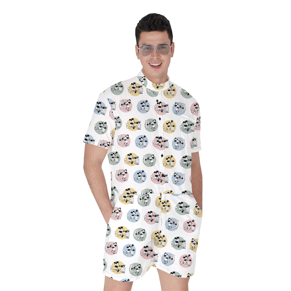 Cute Mickey Steamboat Willie Movie Men's Hawaiian Romper - variant image 1