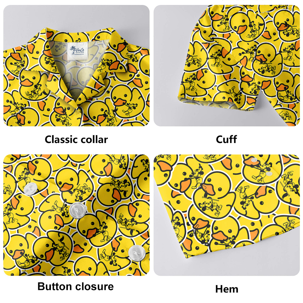Mickey Mouse 1928 with Yellow Rubber Duck Hawaiian Men Shirt