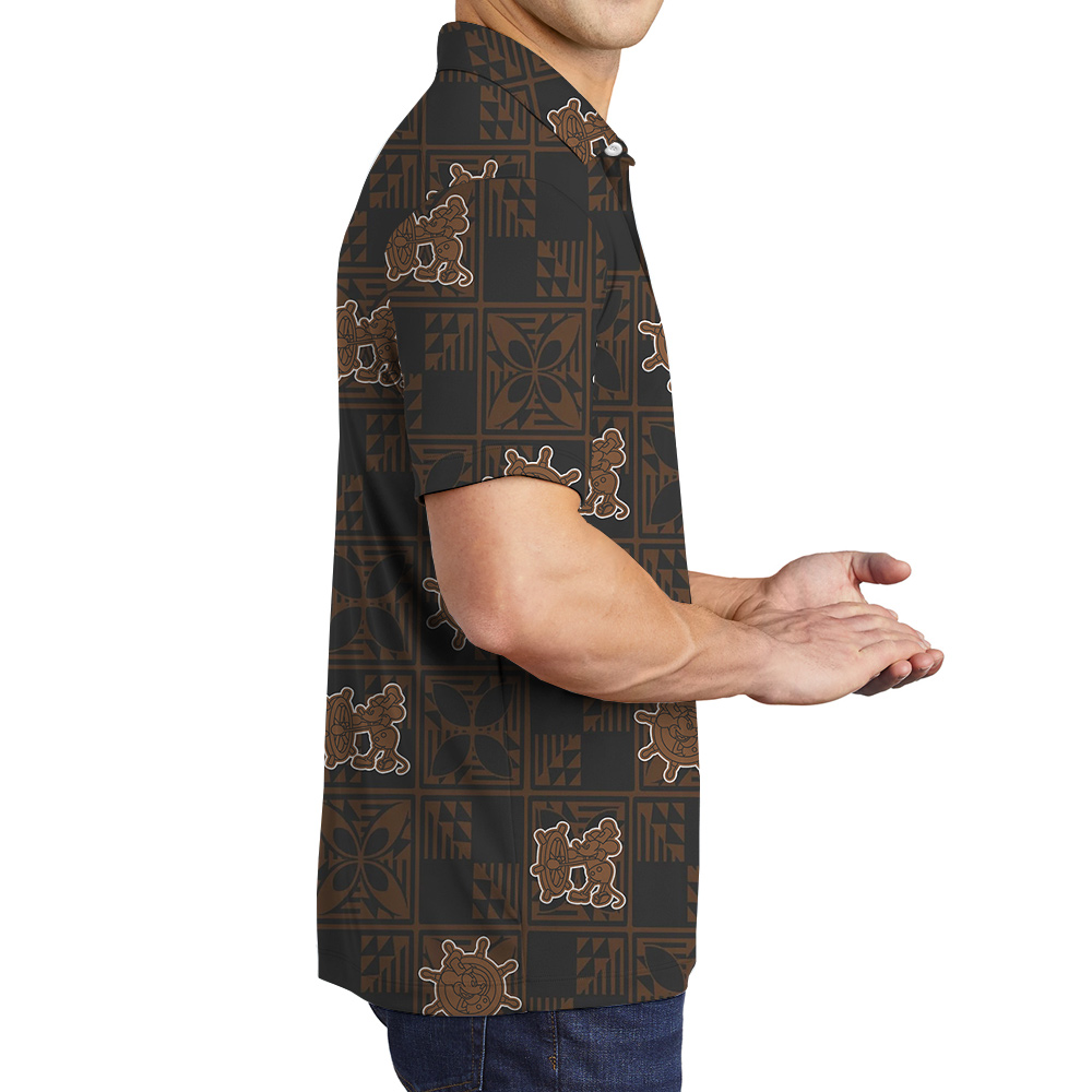 Vintage Brown Mickey Mouse 1928 Version Hawaiian Men Polo Shirt