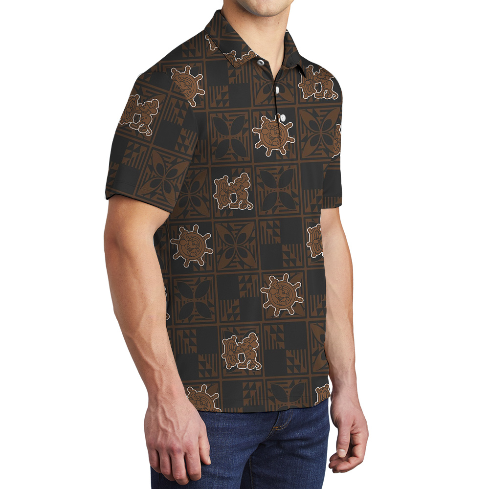 Vintage Brown Mickey Mouse 1928 Version Hawaiian Men Polo Shirt
