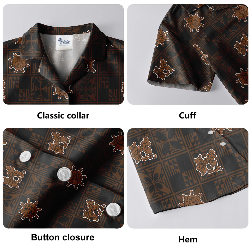 Vintage Brown Mickey Mouse 1928 Version Hawaiian Men Shirt