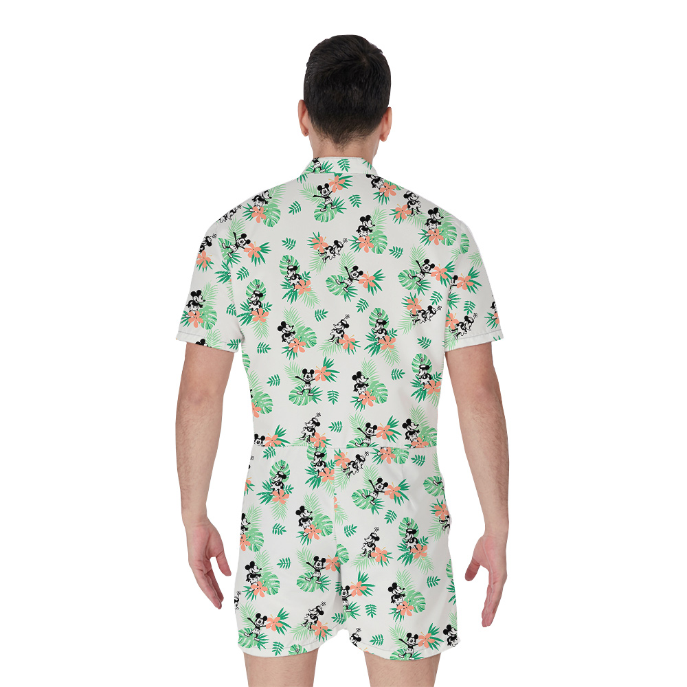Simple Green Mickey Steamboat Willie 1928 Hawaiian Men Romper