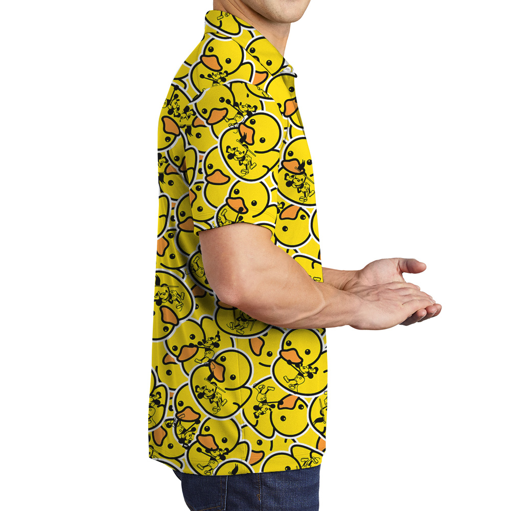 Mickey Mouse 1928 with Yellow Rubber Duck Hawaiian Men Polo Shirt