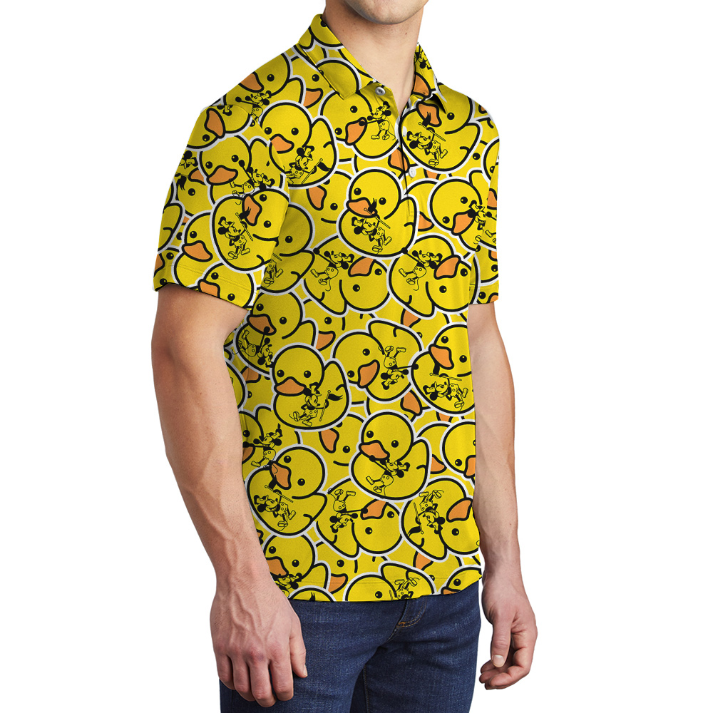 Mickey Mouse 1928 with Yellow Rubber Duck Hawaiian Men Polo Shirt