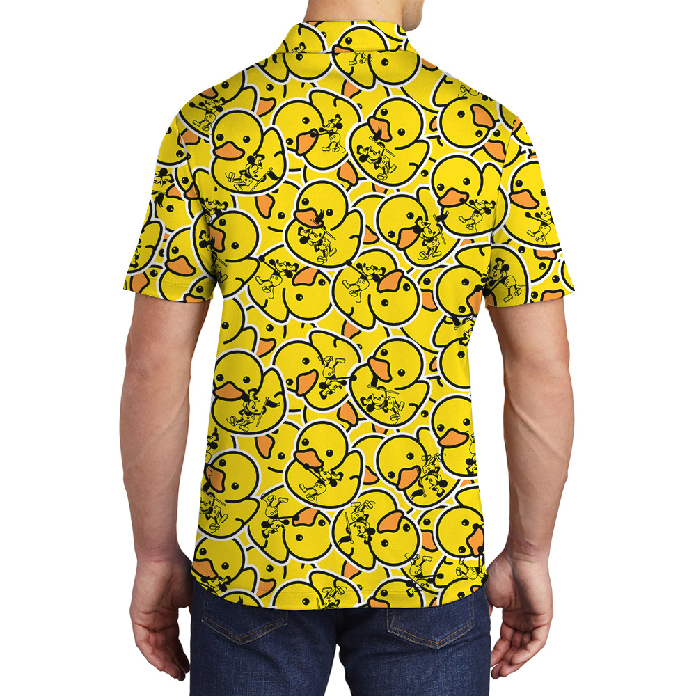 Mickey Mouse 1928 with Yellow Rubber Duck Hawaiian Men Polo Shirt