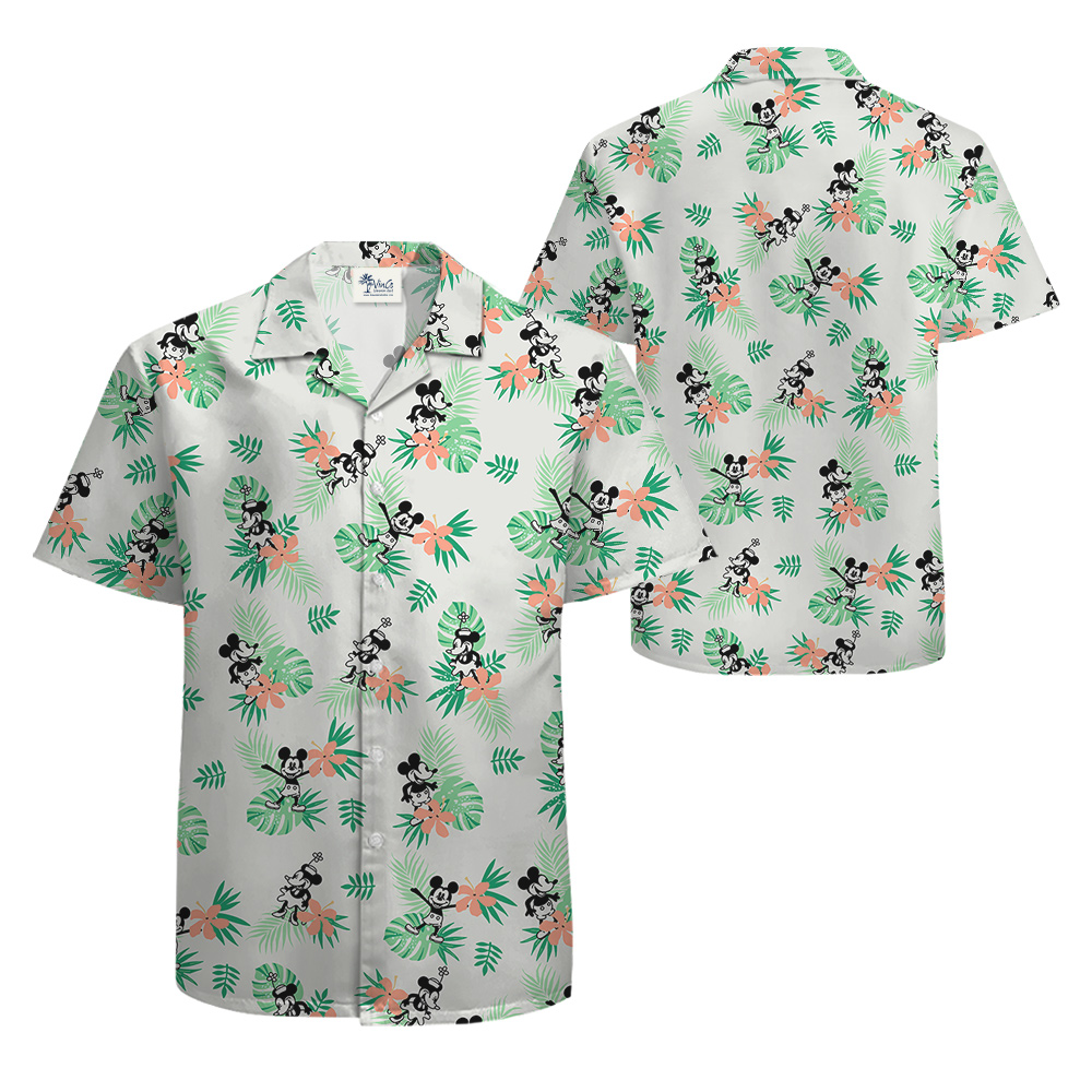 Simple Green Mickey Steamboat Willie 1928 Hawaiian Shirt for Men