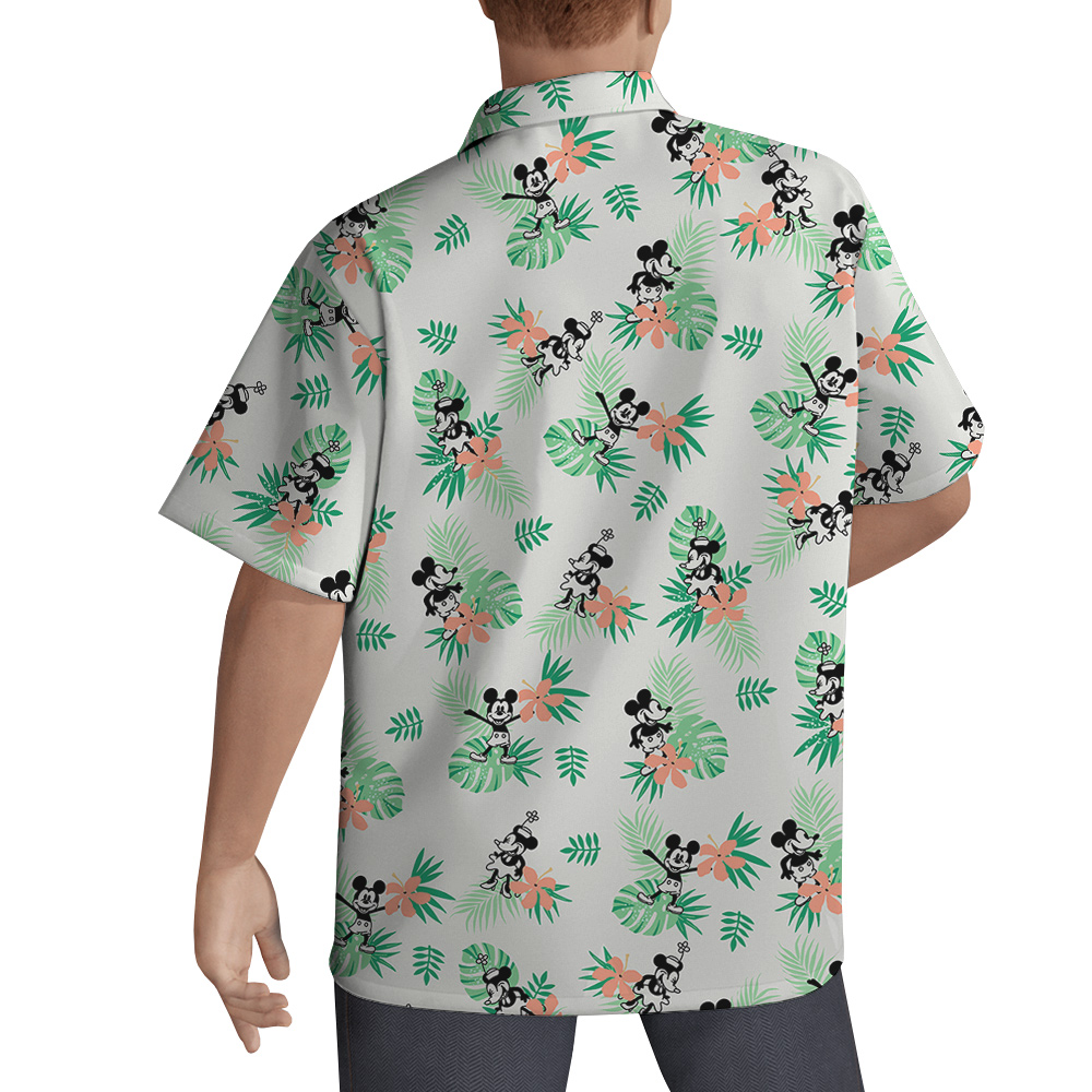 Simple Green Mickey Steamboat Willie 1928 Hawaiian Shirt for Men