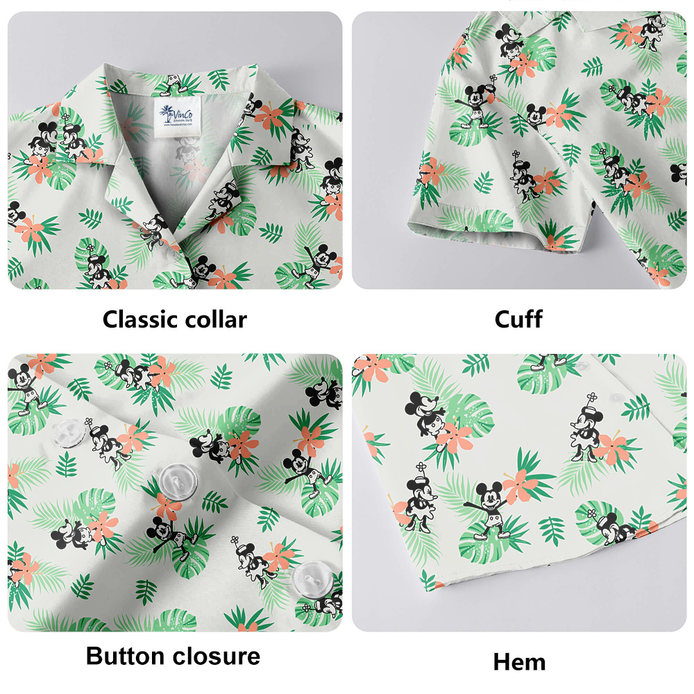 Simple Green Mickey Steamboat Willie 1928 Hawaiian Shirt for Men