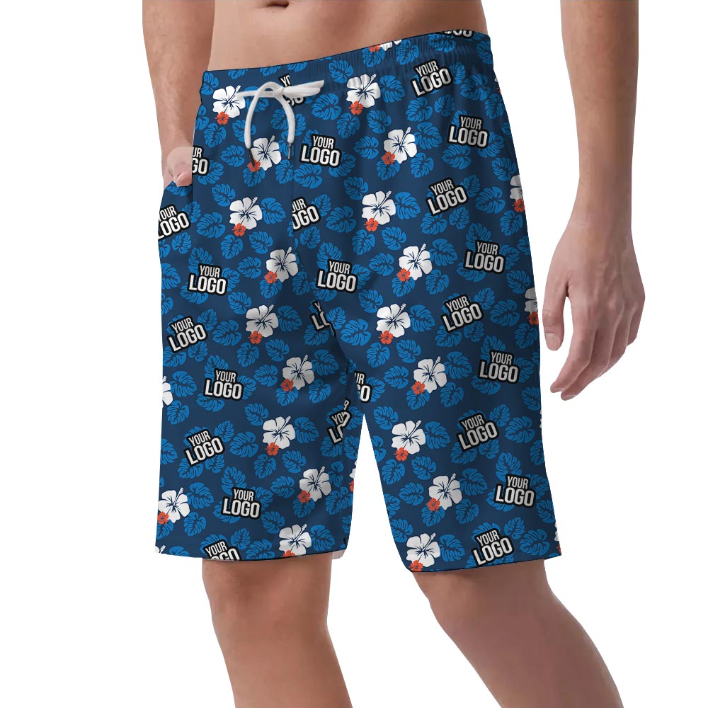 Custom Men's Hawaiian Shorts With Company Logo Matching