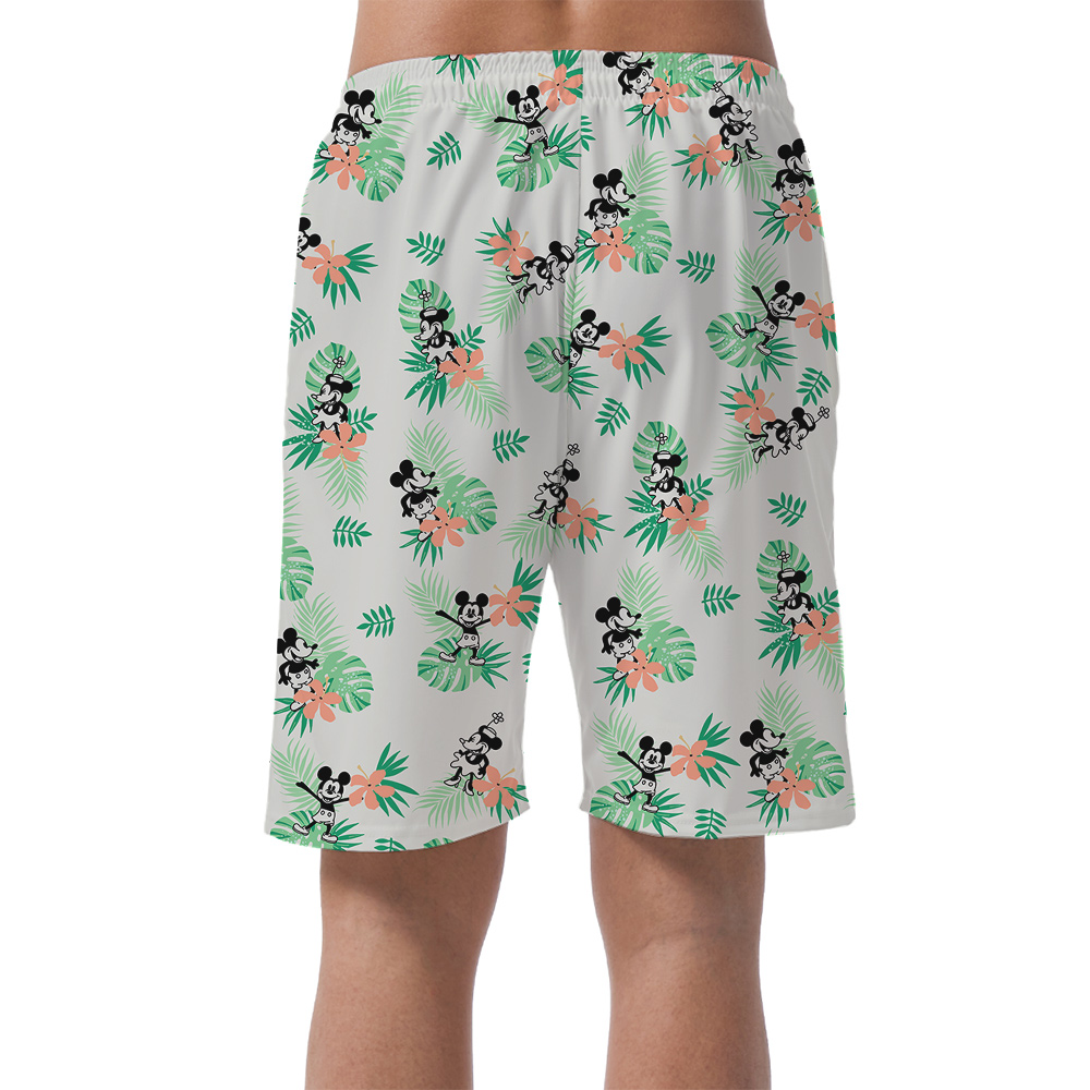 Simple Green Mickey Steamboat Willie 1928 Hawaiian Men Short