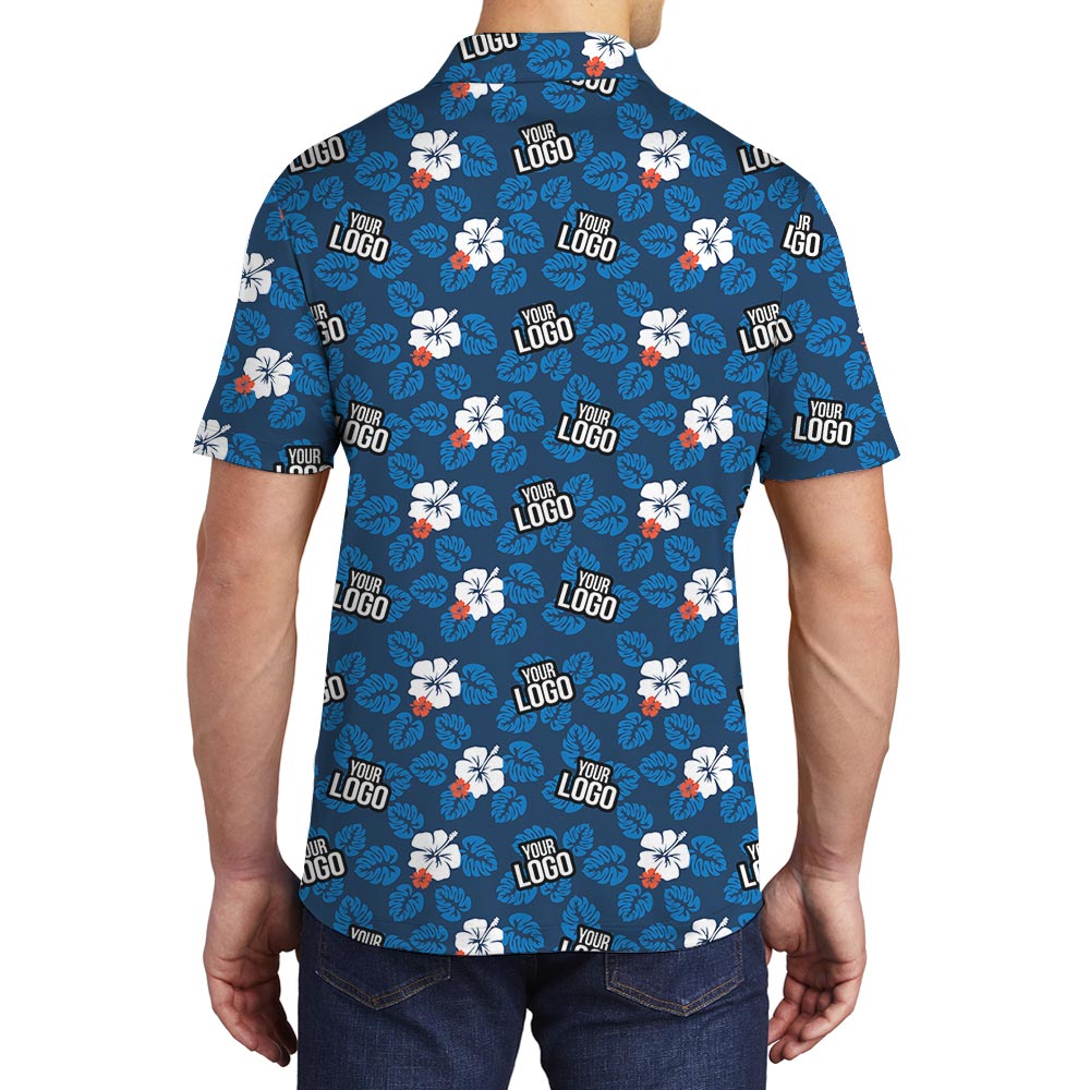 Men's Polo Golf Shirt Custom Logo With Hibiscus