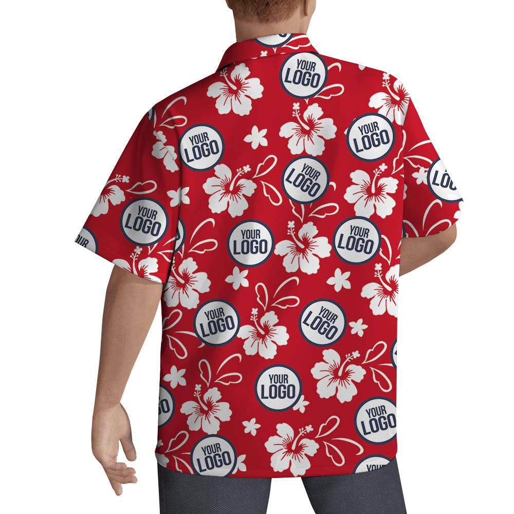 Hibiscus Red Custom Hawaiian Shirts With Company Logo