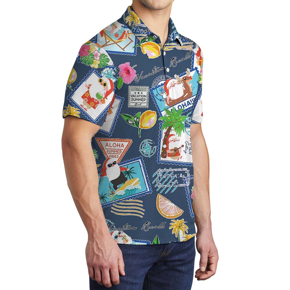 Vacation Summer With Hawaiian Navy Men's Polo