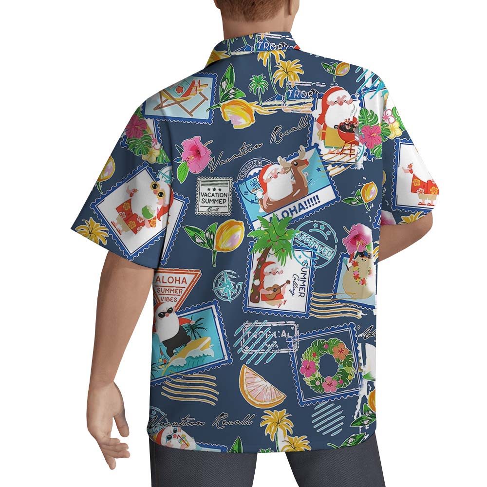 Navy Summer Vibes In Hawaiian Shirt For Men