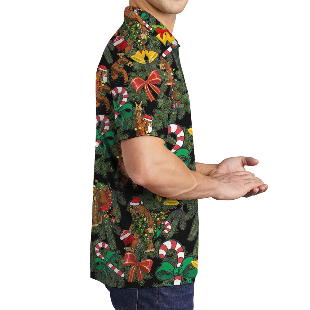 Xmas Men's Polo With Bigfoot And Icon