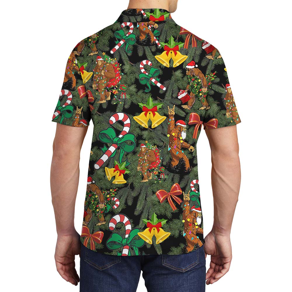 Xmas Men's Polo With Bigfoot And Icon