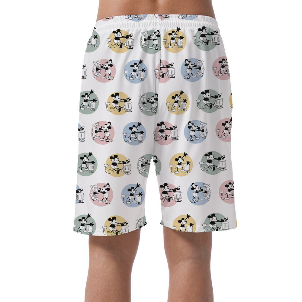 Steamboat Willie Mickey Mouse Men's Hawaiian Beach Shorts