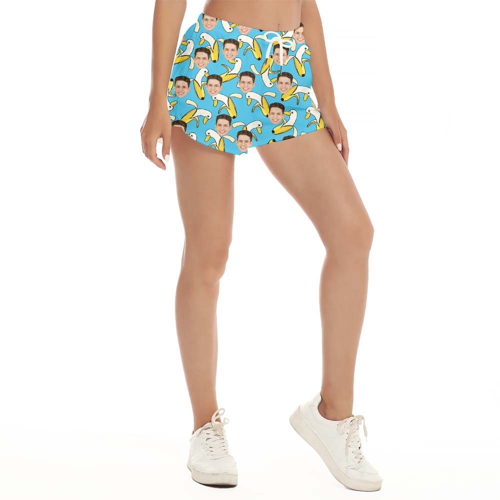 Custom Face Banana Women's Beach Shorts