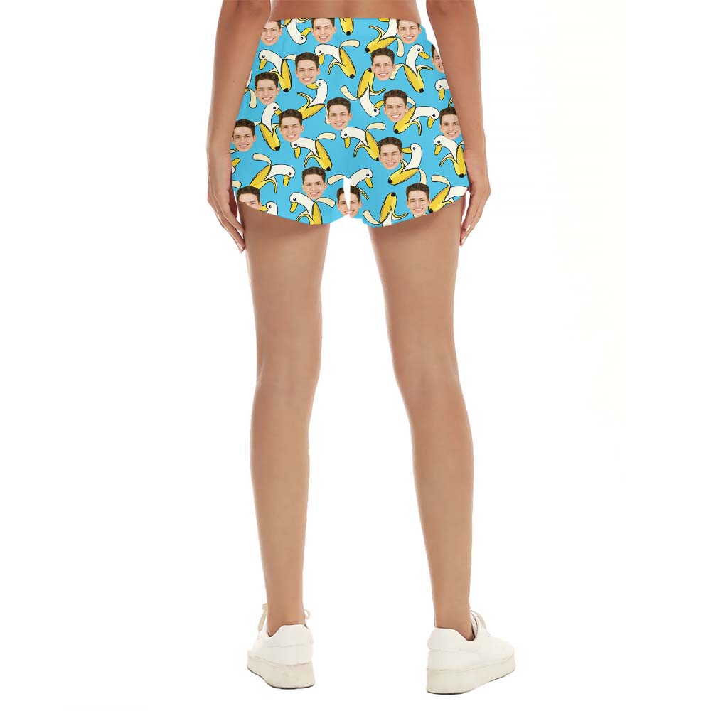 Custom Face Banana Women's Beach Shorts