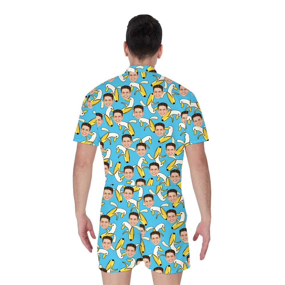 Funny Custom Banana Male's Romper With Faces