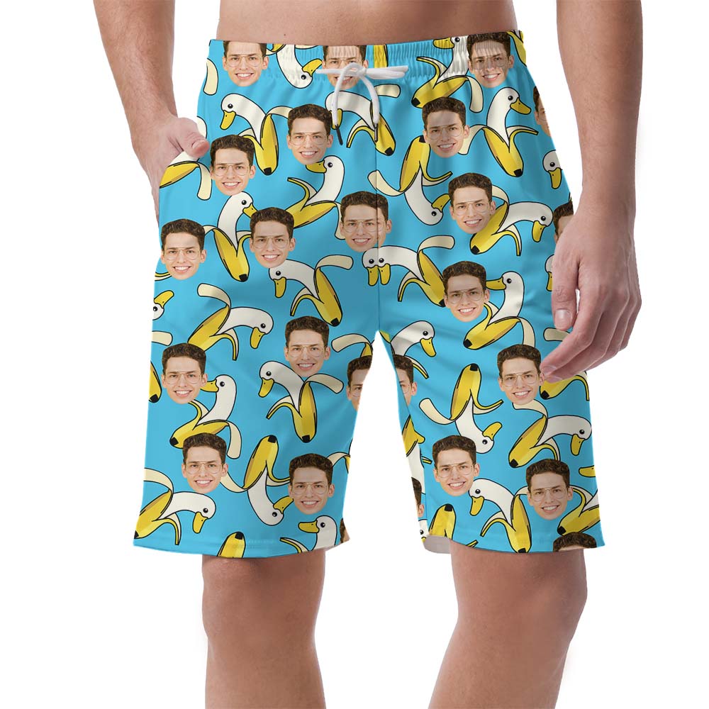 Custom Face Banana Hawaiian Beach Shorts For Men - variant image 1