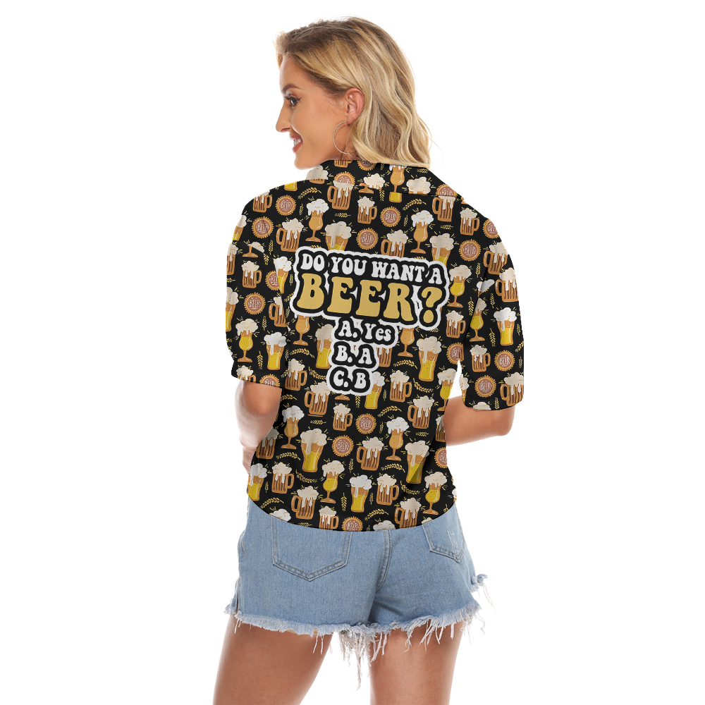 Do You Want A Beer Hawaiian Women Cropped Shirt - variant image 1