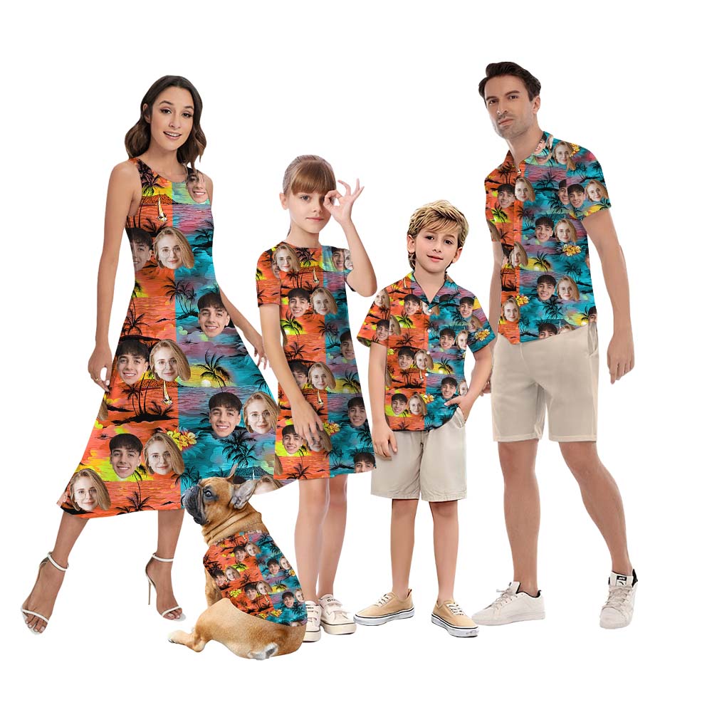 Custom Multiple Face Matching Hawaiian Shirt - variant image 1