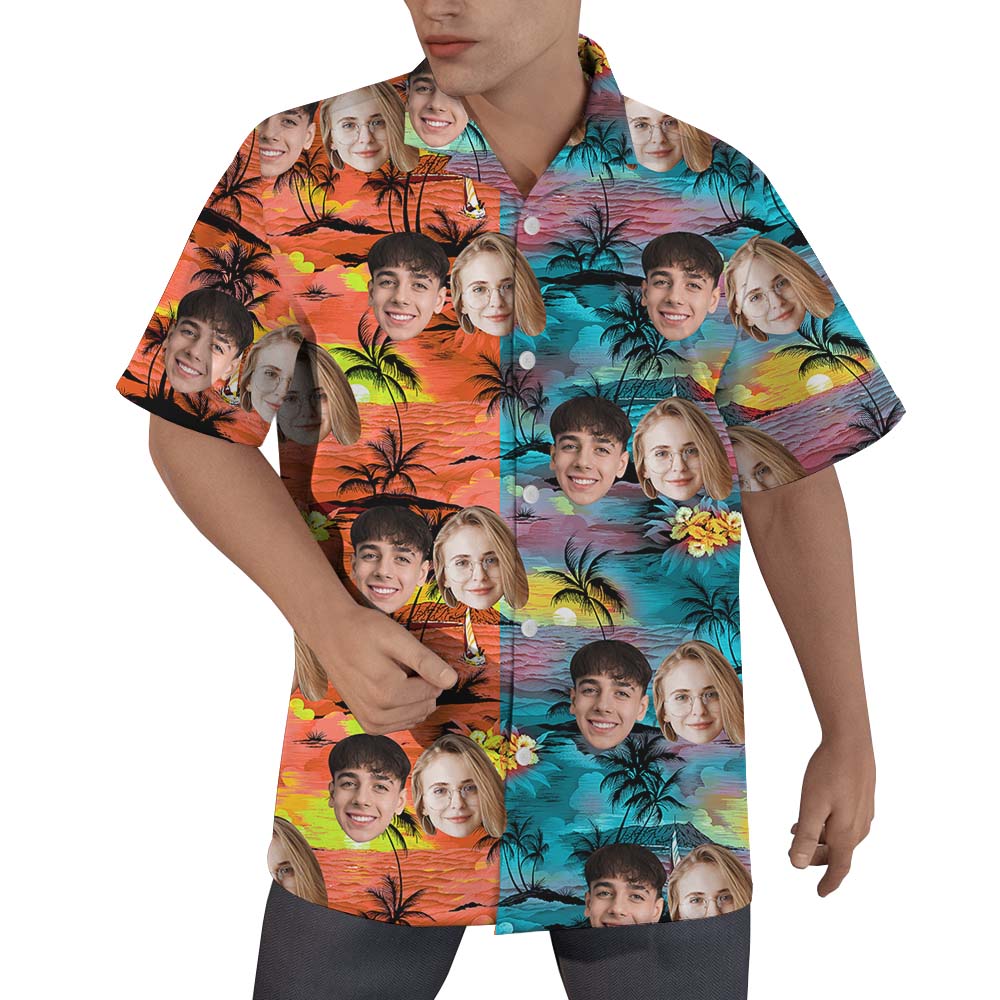 Multi Color Custom Beach Hawaiian Shirt With Face - variant image 1