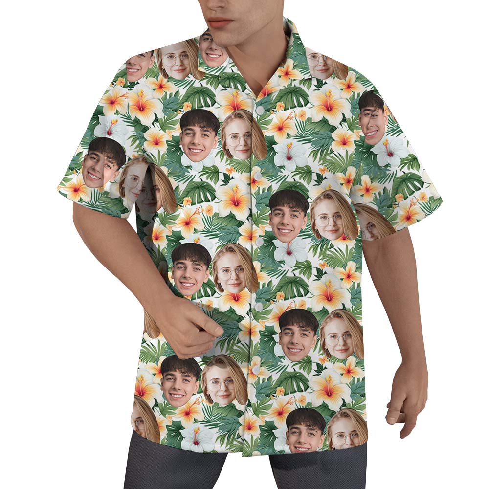 Custom Floral Aloha Button Up Shirt With Face - variant image 1
